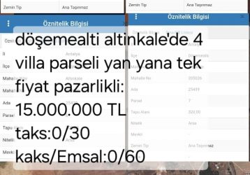 Döşemealtı Altınkale’de Satılık 4 Villa Parseli