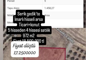 Serik Gedik’te Satılık İmarlı Hisseli Arsa